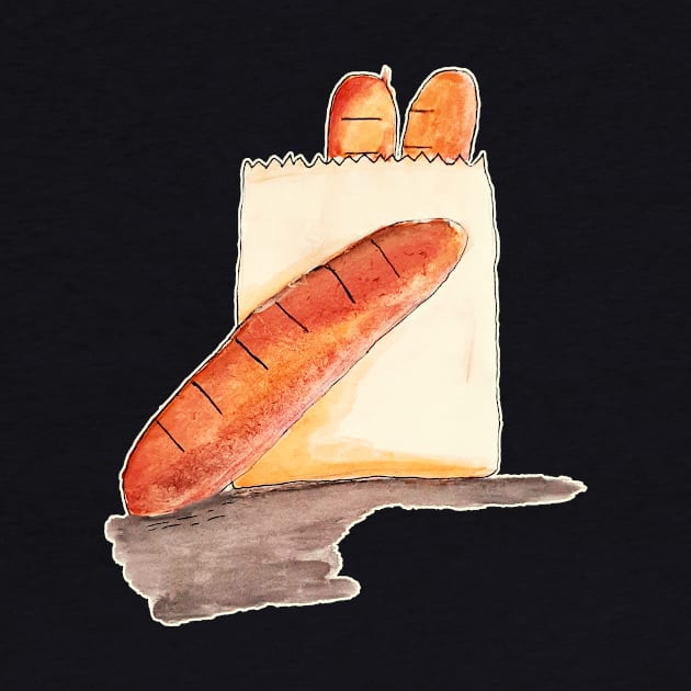 French bread watercolor by redfancy